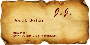 Joszt Jolán névjegykártya